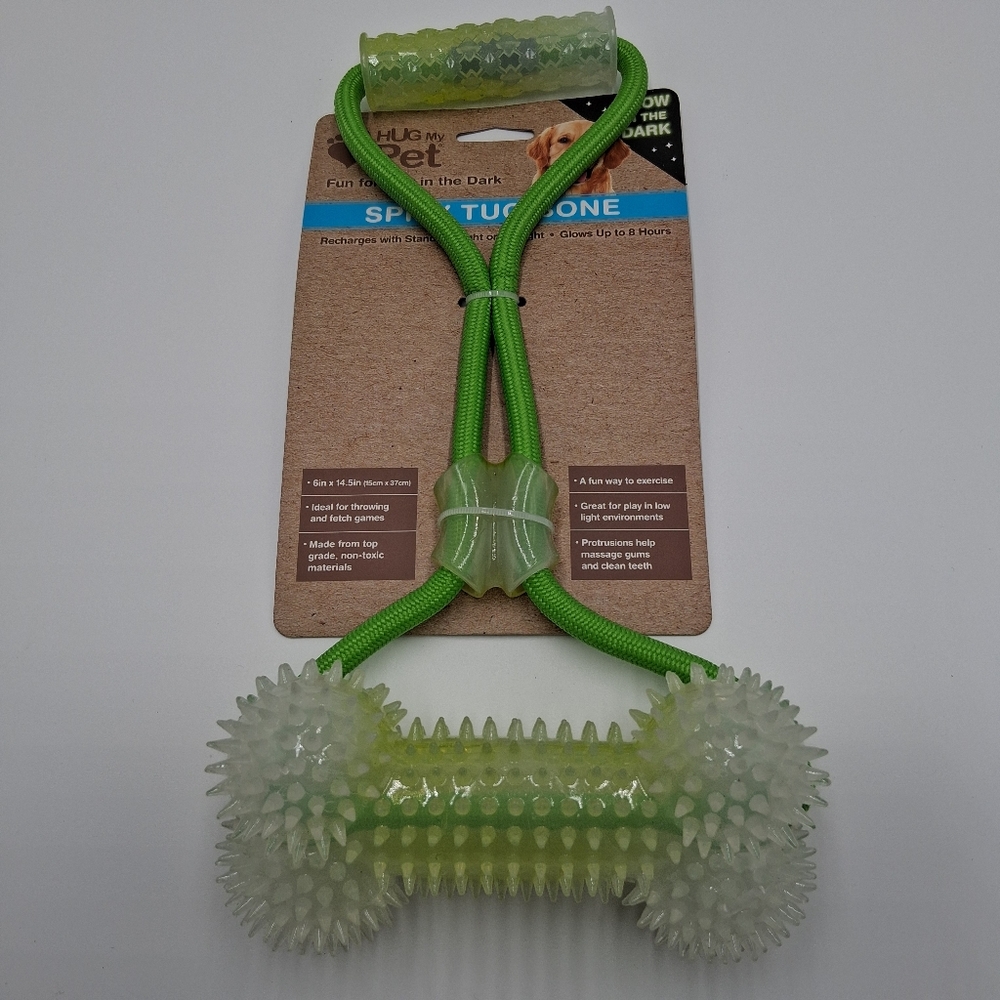 Hug My Pet Glow In The Dark Spiky Tug Bone